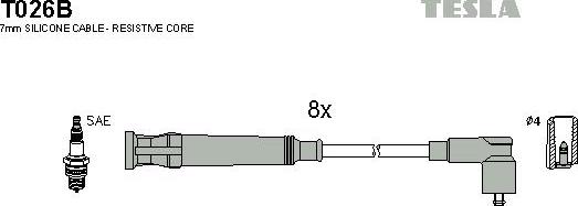 TESLA T026B - Комплект проводів запалювання autocars.com.ua