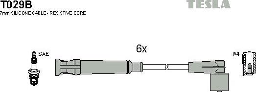 TESLA T029B - Комплект проводів запалювання autocars.com.ua