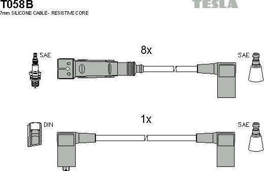 TESLA T058B - Комплект проводів запалювання autocars.com.ua