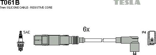 TESLA T061B - Комплект проводів запалювання autocars.com.ua