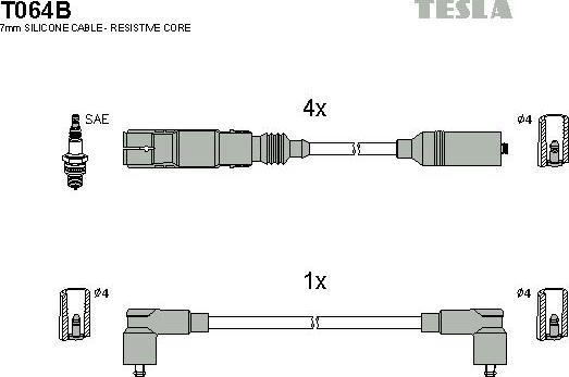 TESLA T064B - Комплект проводов зажигания autodnr.net