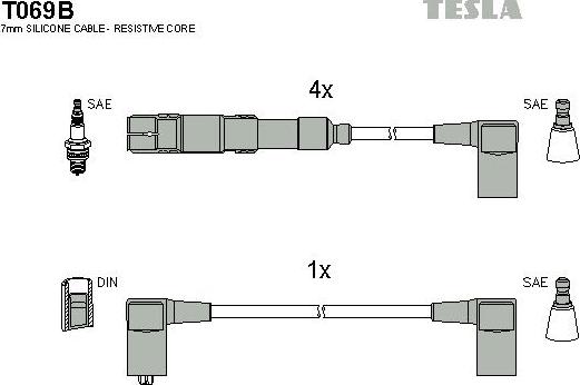 TESLA T069B - Комплект проводів запалювання autocars.com.ua