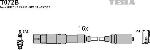 TESLA T072B - Комплект проводів запалювання autocars.com.ua