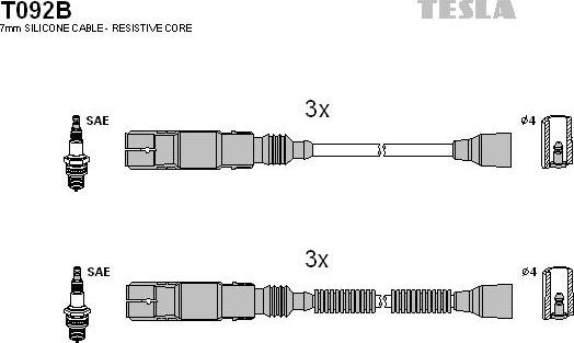 TESLA T092B - Комплект проводов зажигания autodnr.net