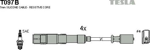 TESLA T097B - Комплект проводів запалювання autocars.com.ua