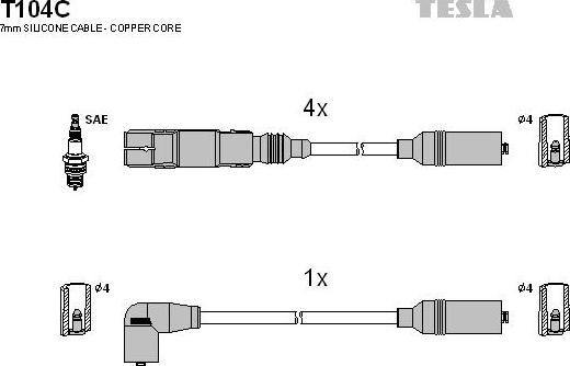 TESLA T104C - Комплект проводів запалювання autocars.com.ua
