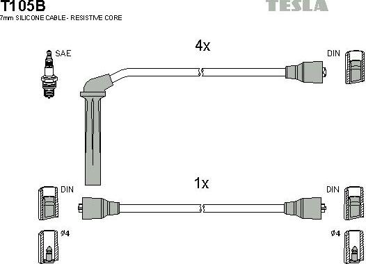 TESLA T105B - Комплект кабелiв запалювання autocars.com.ua