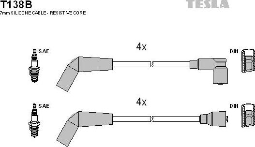 TESLA T138B - Комплект проводів запалювання autocars.com.ua