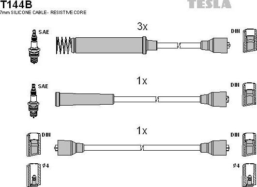 TESLA T144B - Комплект проводов зажигания autodnr.net