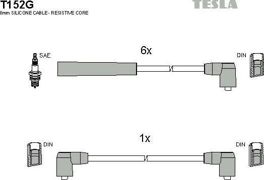 TESLA T152G - Комплект проводів запалювання autocars.com.ua