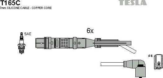 TESLA T165C - Комплект проводов зажигания avtokuzovplus.com.ua