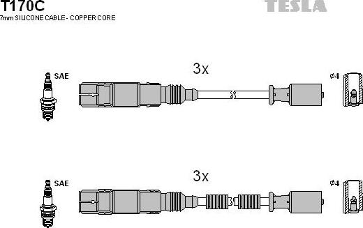 TESLA T170C - Комплект проводов зажигания avtokuzovplus.com.ua