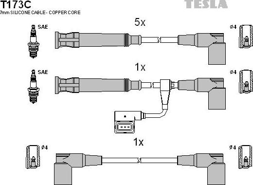 TESLA T173C - Комплект проводів запалювання autocars.com.ua
