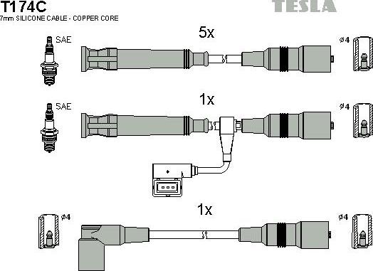TESLA T174C - Комплект проводів запалювання autocars.com.ua