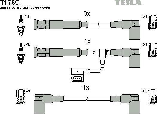 TESLA T176C - Комплект проводів запалювання autocars.com.ua