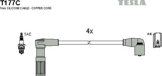 TESLA T177C - Комплект проводов зажигания avtokuzovplus.com.ua
