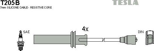 TESLA T205B - Комплект проводів запалювання autocars.com.ua