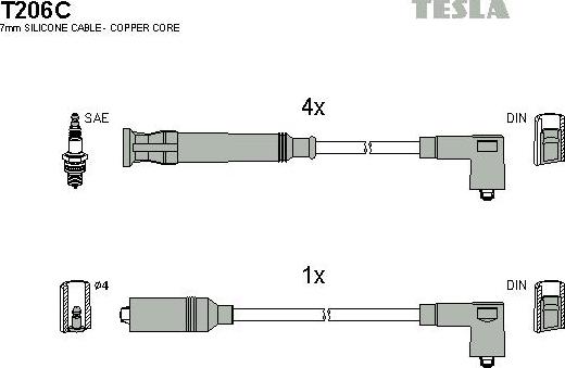 TESLA T206C - Комплект проводів запалювання autocars.com.ua
