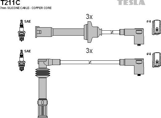 TESLA T211C - Комплект проводів запалювання autocars.com.ua