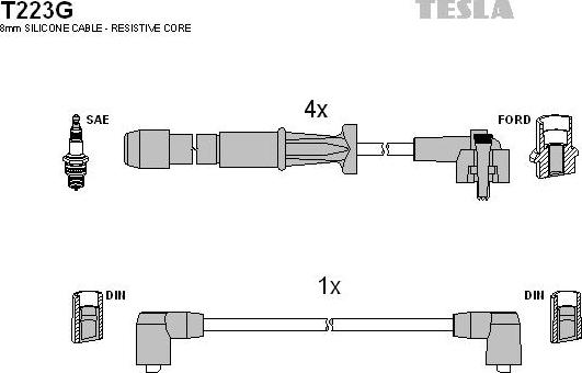 TESLA T223G - Комплект кабелiв запалювання autocars.com.ua