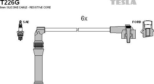 TESLA T226G - Комплект проводів запалювання autocars.com.ua