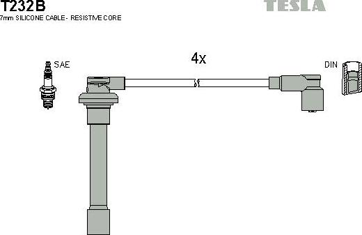 TESLA T232B - Комплект проводів запалювання autocars.com.ua