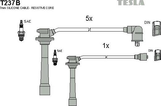 TESLA T237B - Комплект проводів запалювання autocars.com.ua