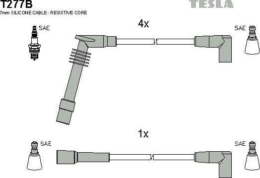 TESLA T277B - Комплект проводів запалювання autocars.com.ua