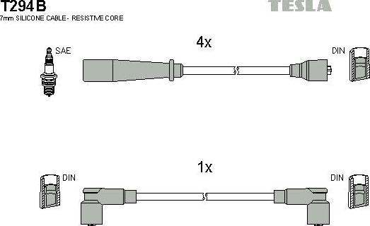 TESLA T294B - Комплект проводів запалювання autocars.com.ua