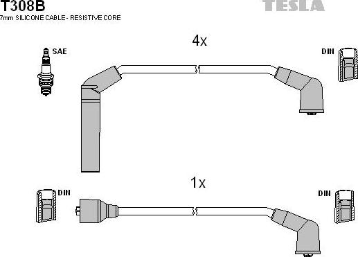 TESLA T308B - Комплект проводов зажигания avtokuzovplus.com.ua