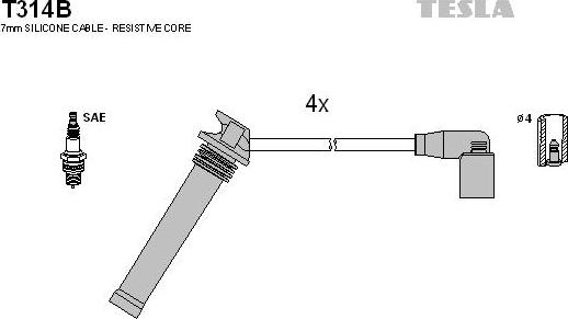 TESLA T314B - Комплект проводів запалювання autocars.com.ua