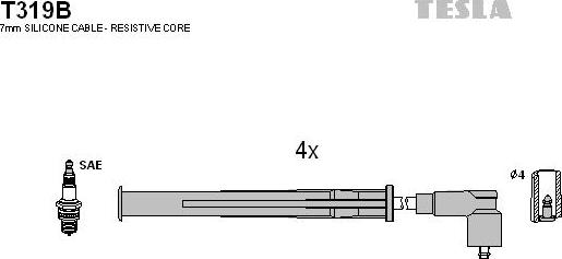 TESLA T319B - Комплект проводів запалювання autocars.com.ua