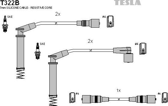 TESLA T322B - Комплект проводів запалювання autocars.com.ua