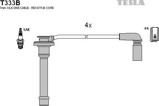 TESLA T333B - Комплект проводів запалювання autocars.com.ua