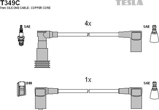 TESLA T349C - Комплект проводів запалювання autocars.com.ua