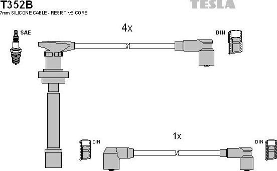 TESLA T352B - Комплект проводів запалювання autocars.com.ua