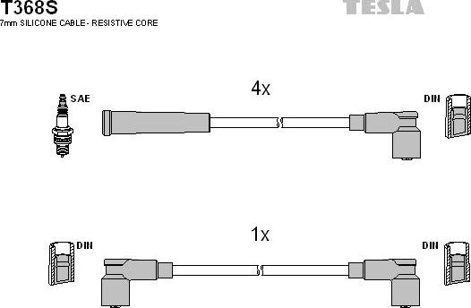 TESLA T368S - Комплект кабелiв запалювання autocars.com.ua