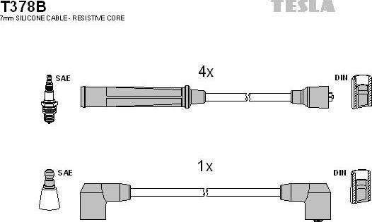 TESLA T378B - Комплект проводов зажигания avtokuzovplus.com.ua