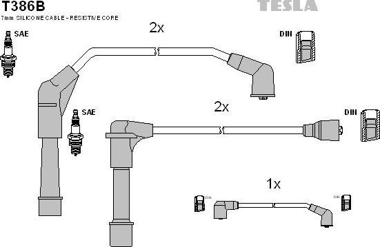 TESLA T386B - Комплект проводів запалювання autocars.com.ua