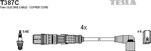TESLA T387C - Комплект проводів запалювання autocars.com.ua