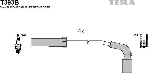 TESLA T393B - Комплект проводов зажигания autodnr.net