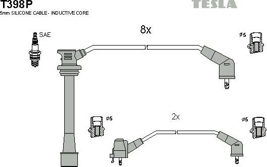 TESLA T398P - Комплект проводів запалювання autocars.com.ua