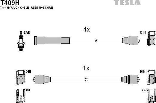 TESLA T409H - Комплект проводов зажигания avtokuzovplus.com.ua