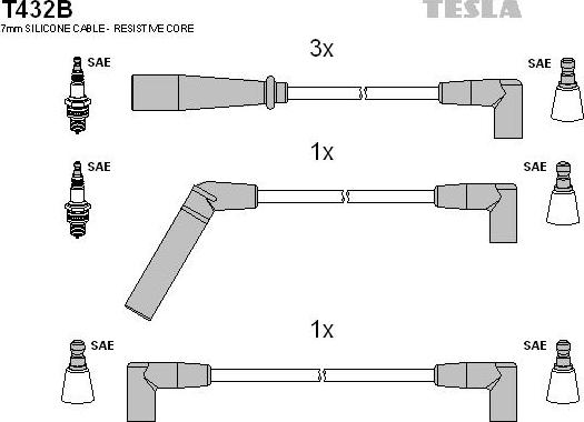 TESLA T432B - Комплект проводів запалювання autocars.com.ua