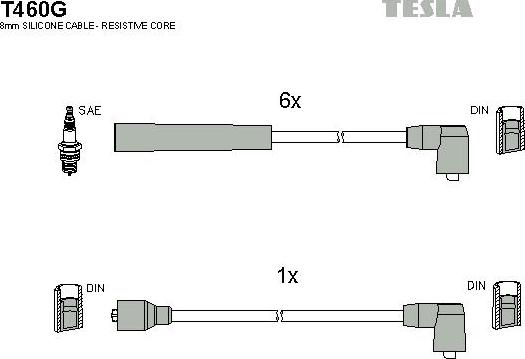 TESLA T460G - Комплект проводов зажигания avtokuzovplus.com.ua