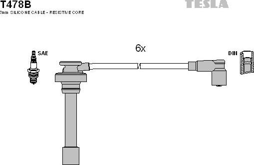 TESLA T478B - Комплект проводів запалювання autocars.com.ua