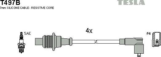 TESLA T497B - Комплект проводів запалювання autocars.com.ua