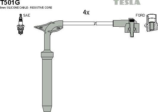 TESLA T501G - Комплект проводів запалювання autocars.com.ua