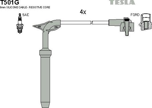 TESLA T501G - Комплект проводов зажигания avtokuzovplus.com.ua