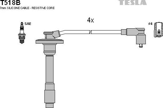 TESLA T518B - Комплект проводов зажигания avtokuzovplus.com.ua